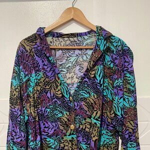 Vintage Boho Floral Blouse – Colorful Retro Print Top